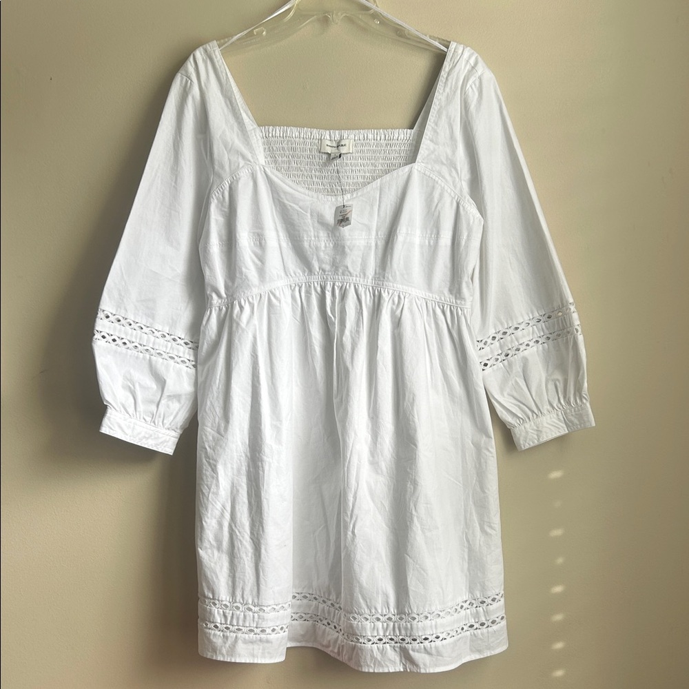 Banana Republic eyelet gathered-waist mini dress white size large nwt - Picture 3 of 9